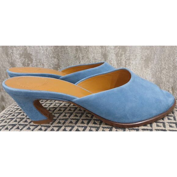 Chloe Oli‎ Blue Suede Mule Sandal Women's Size 37  1/2 US 7 - Picture 7 of 9